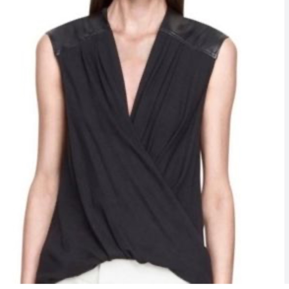 Helmut Lang Black Sleeveless Wrap Blouse, size m